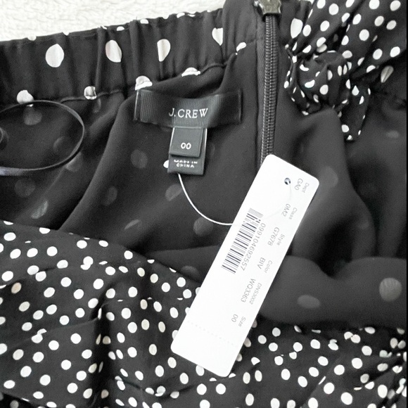 J.Crew | Silk Black & White Mixed Dot Print One Shoulder Bow Detail Top *NWT* - Picture 7 of 11